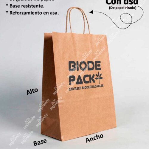 BOLSAS DE PAPEL KRAFT 80 GR CON ASA DE PAPEL TRENZADO