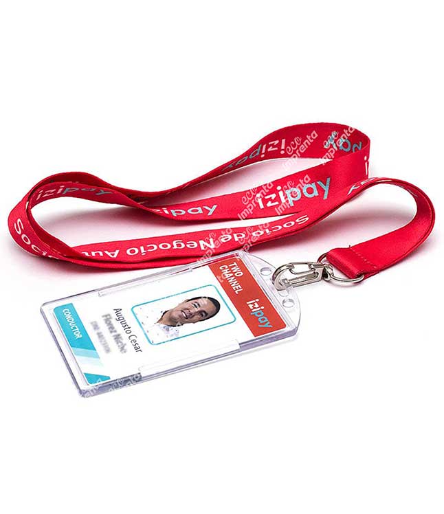 FOTOCHECK CON CINTA DE 2.5 CM IMPRESO (LANYARD) Y PORFOTOCHECK