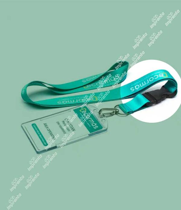FOTOCHECK CON CINTA DE 2.5 CM IMPRESO (LANYARD) Y PORFOTOCHECK