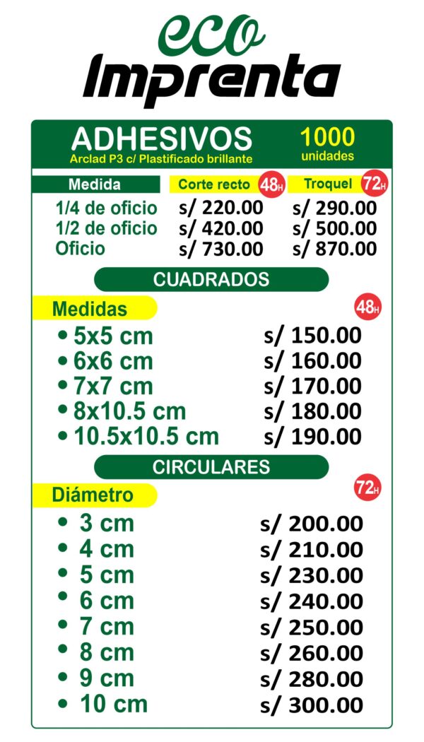 ETIQUETAS ADHESIVAS