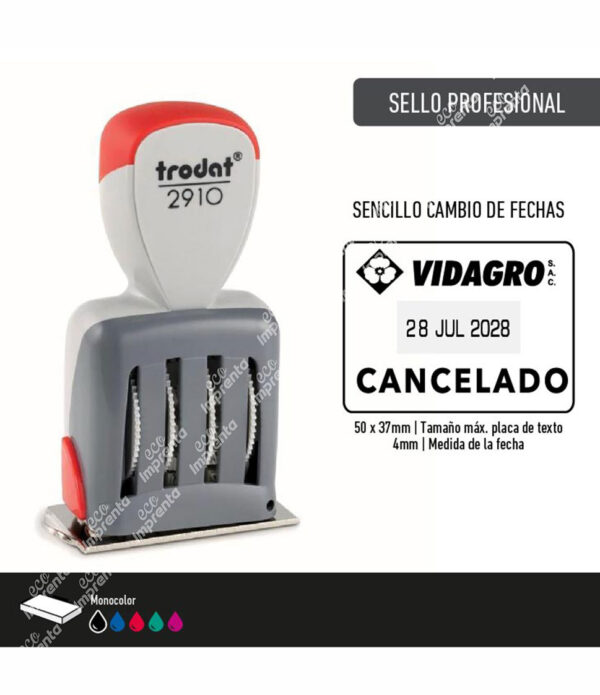 SELLO FECHADOR TRODAT 2910 PARA ALMOHADILLA (TAMPÓN)