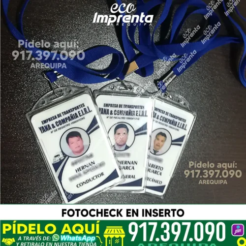 FOTOCHECK EN INSERTO 54*86 MM