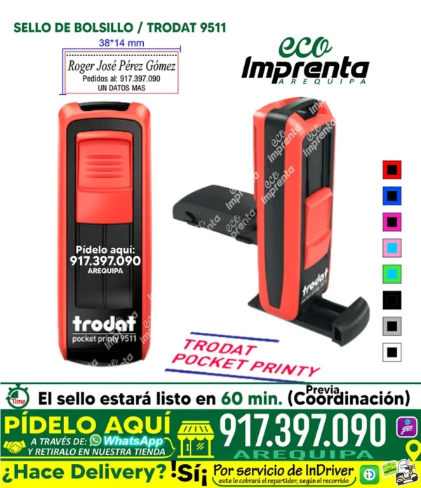 SELLO DE BOLSILLO TRODAT 9511 (38*14 MM)